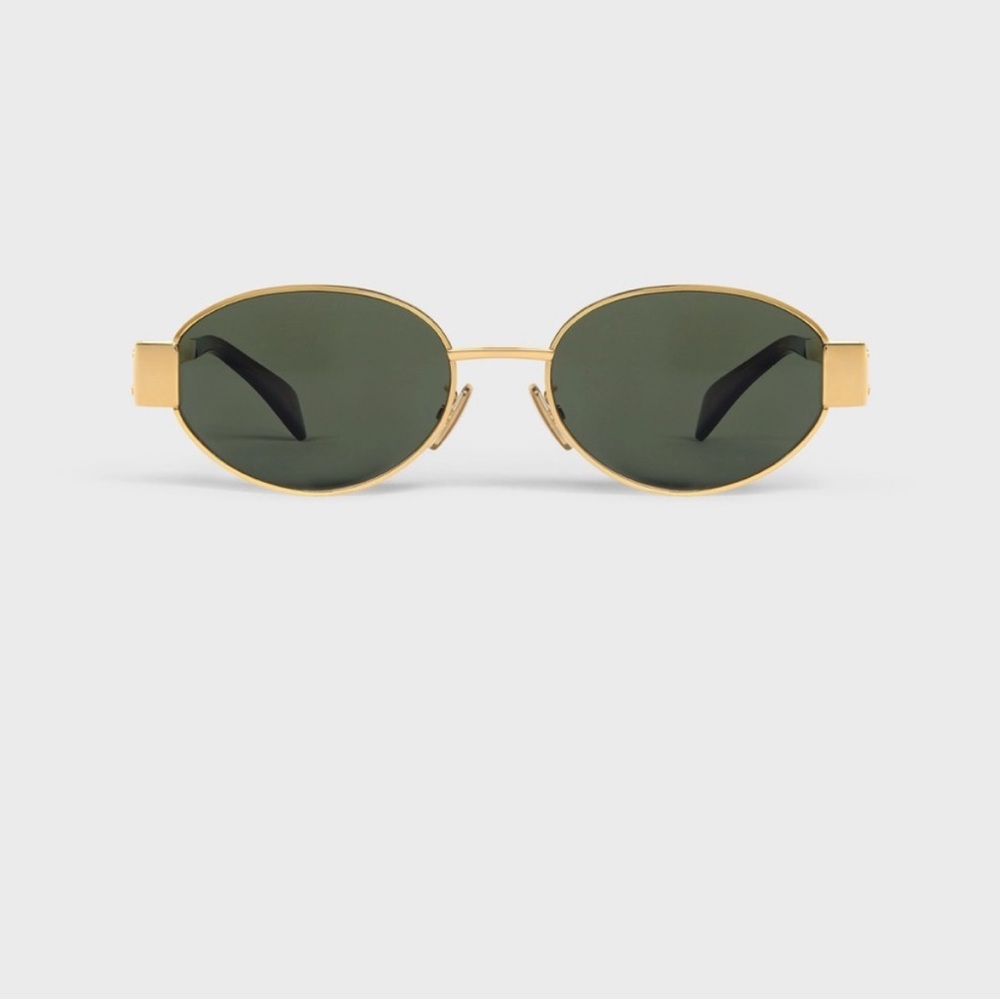Celine Triomphe CL40235U Gold Frame Green Lenses Sunglasses